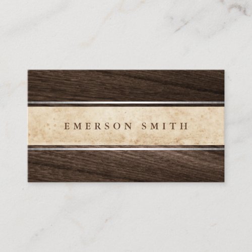 Elegant brown wood vintage parchment aged paper business card