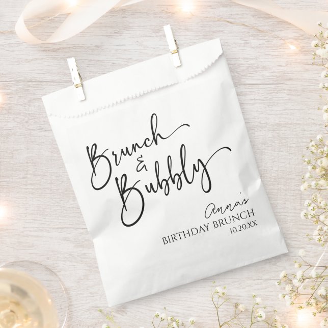 Elegant Brunch and Bubbly Birthday Brunch Party Favor Bag (Clipped)