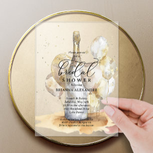 Elegant Brunch and Bubbly Bridal Shower Acrylic Invitations