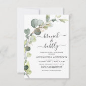 Elegant Brunch and Bubbly Bridal Shower Greenery Invitation (Front)