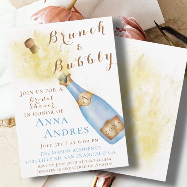 Elegant Brunch and Bubbly Bridal Shower Invitation (Creator Uploaded)