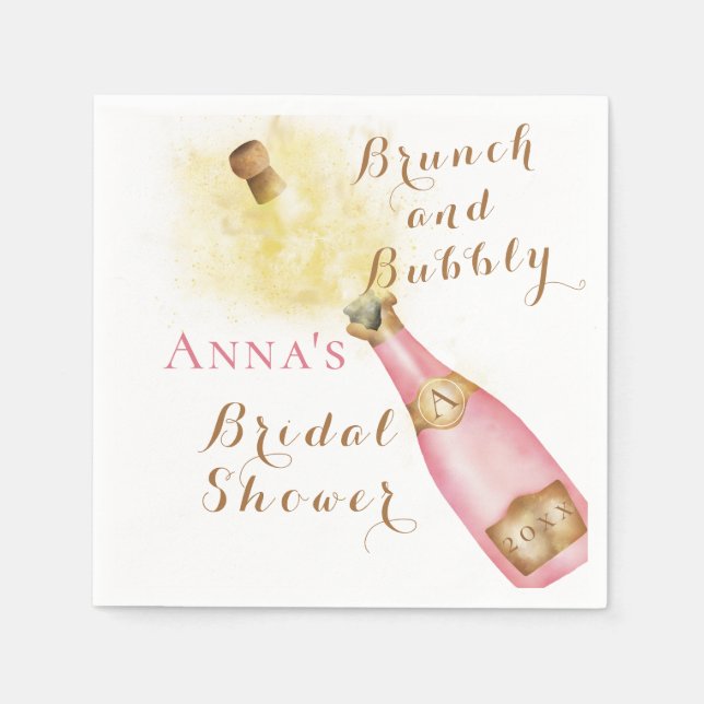 Elegant Brunch and Bubbly Bridal Shower Napkins (Front)