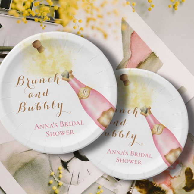 Elegant Brunch and Bubbly Bridal Shower Paper Plates (Creator Uploaded)