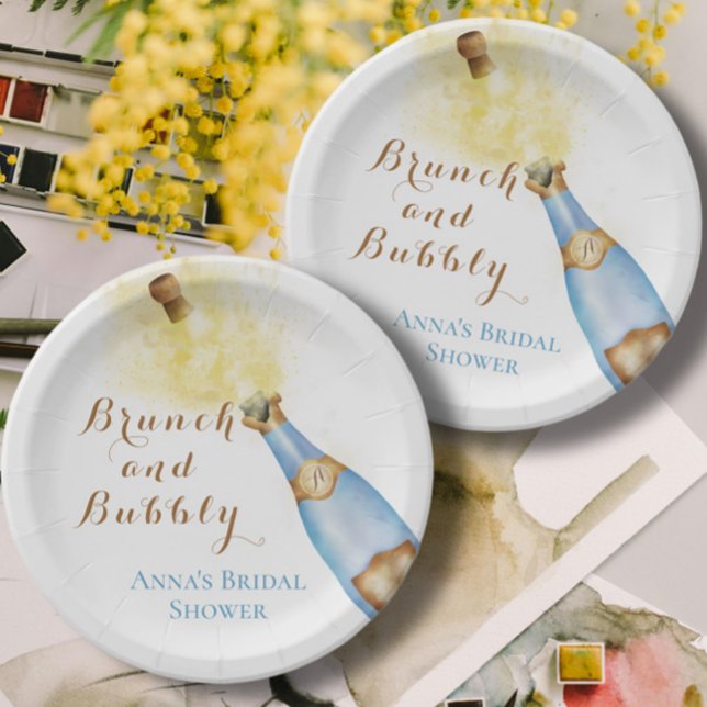 Elegant Brunch and Bubbly Bridal Shower Paper Plates (Creator Uploaded)