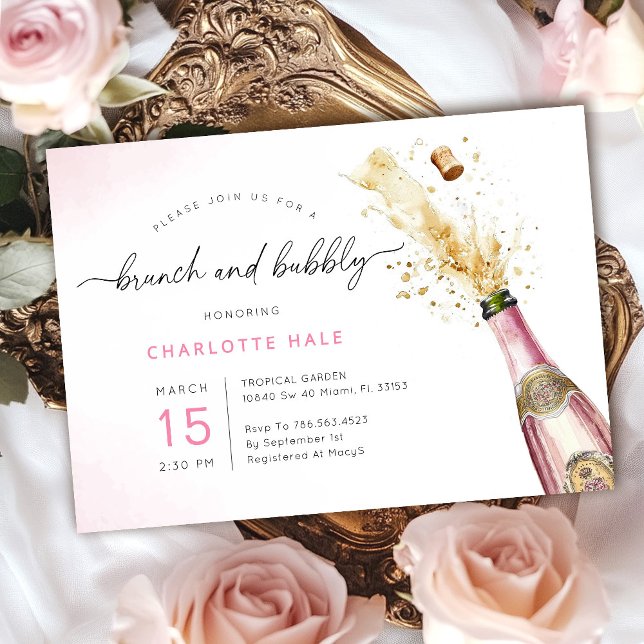 Elegant Brunch and Bubbly Champagne Bridal Shower Invitation (Creator Uploaded)