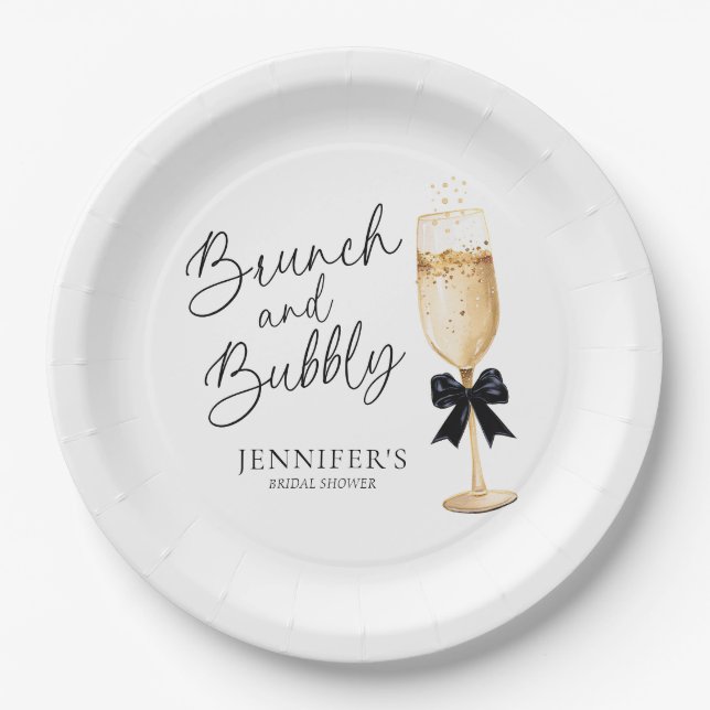 Elegant Brunch and Bubbly Paper Plates (Front)