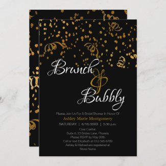 Elegant Brunch Bubbly Bridal Shower Gold Confetti