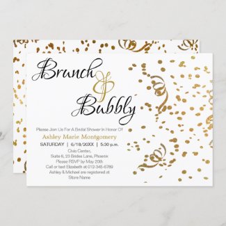 Elegant Brunch Bubbly Bridal Shower Gold Confetti