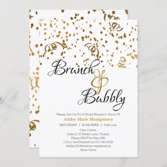 Elegant Brunch Bubbly Bridal Shower Gold Confetti