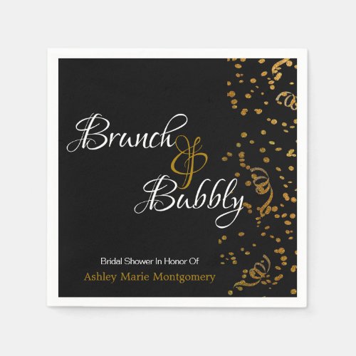 Elegant Brunch Bubbly Bridal Shower Gold Confetti Napkins
