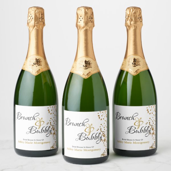 Elegant Brunch Bubbly Bridal Shower Gold Confetti