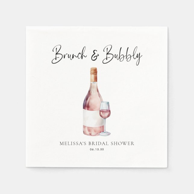 Elegant Brunch & Bubbly Bridal Shower Napkins (Front)