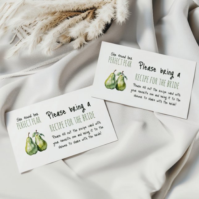 Elegant Brunch Perfect Pear Bridal Shower Recipe Enclosure Card (Creator Uploaded)