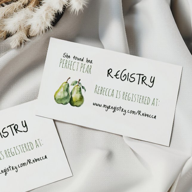 Elegant Brunch Perfect Pear Bridal Shower Registry Enclosure Card (Creator Uploaded)