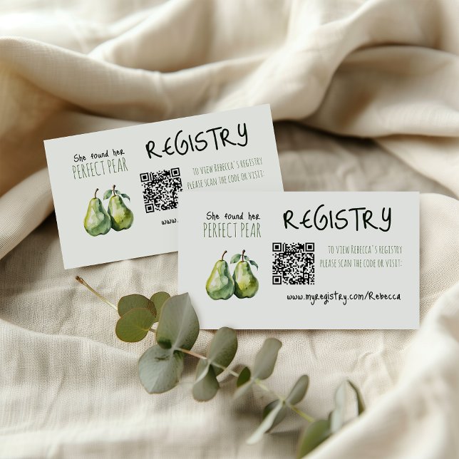 Elegant Brunch Perfect Pear Bridal Shower Registry Enclosure Card (Creator Uploaded)