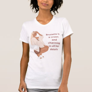 Elegant Brunette Aesthetic – Chic Fashion Illustra T-Shirt
