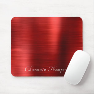 Elegant Brush Metallic Ruby Red Mouse Pad