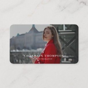 Elegant Brush Metallic Silver   Photo  Business Card