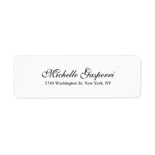 Elegant Brush Script Plain Black White Classical Label