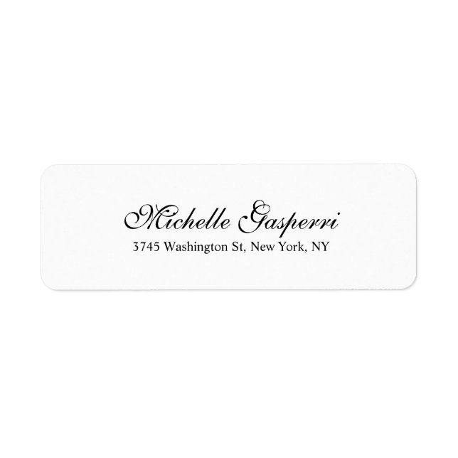 Elegant Brush Script Plain Black White Classical Label (Front)