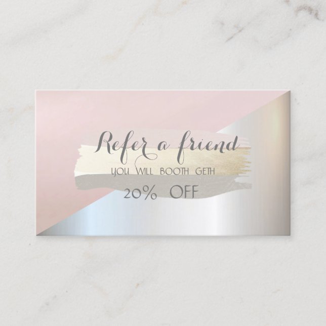 Elegant  Brush Stroke Geometric Referral Card (Front)