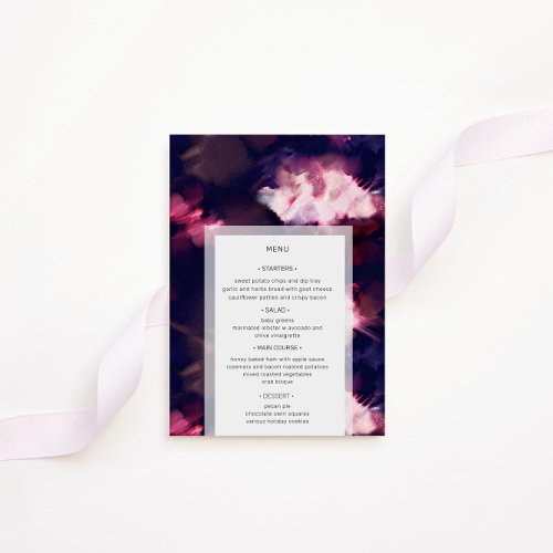 Elegant Brush Stroke Wedding Dinner Menu Card