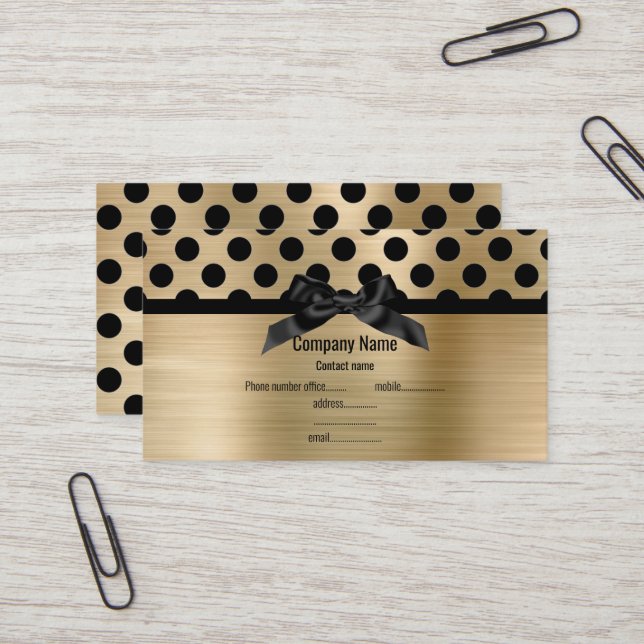 ELEGANT BRUSHED ALL GOLD POLKA DOT  BUSINESS CARD (Front/Back In Situ)