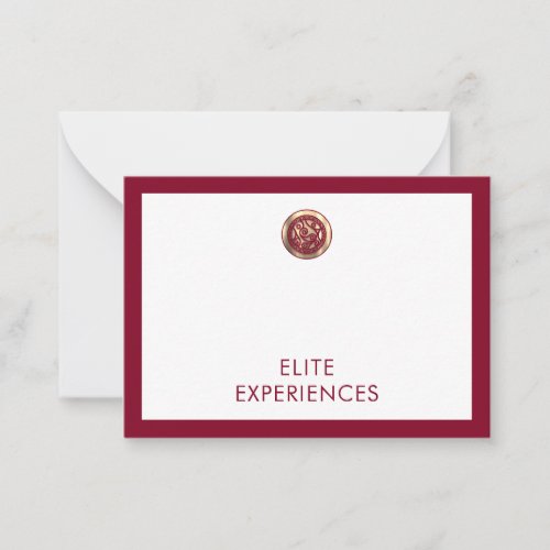 Elegant Brushed Gold and Burgundy Business Note Card