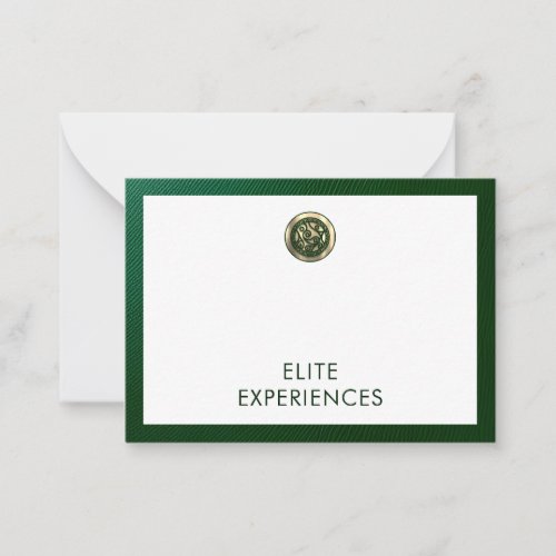 Elegant Brushed Gold and Emerald Business Note Card