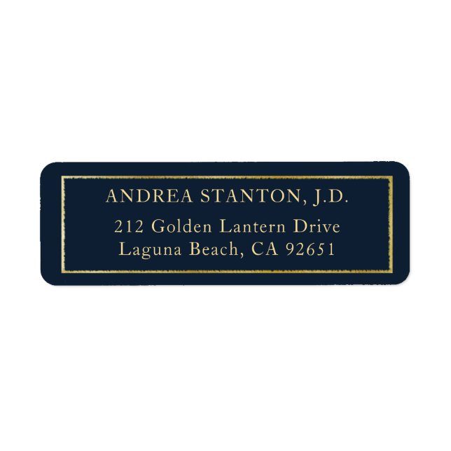 Elegant Brushed Gold Frame Law Grad Return Address Label (Front)