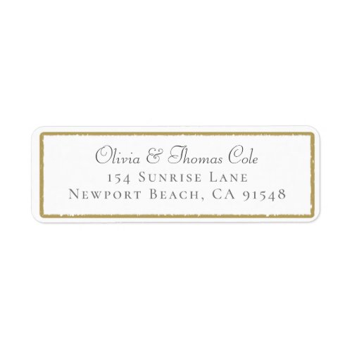 Elegant Brushed Gold Frame Wedding Return Address Label
