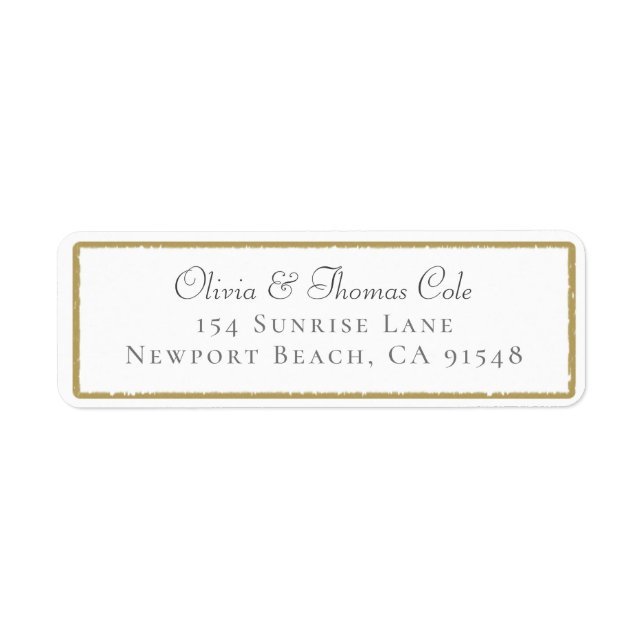 Elegant Brushed Gold Frame Wedding Return Address Label (Front)
