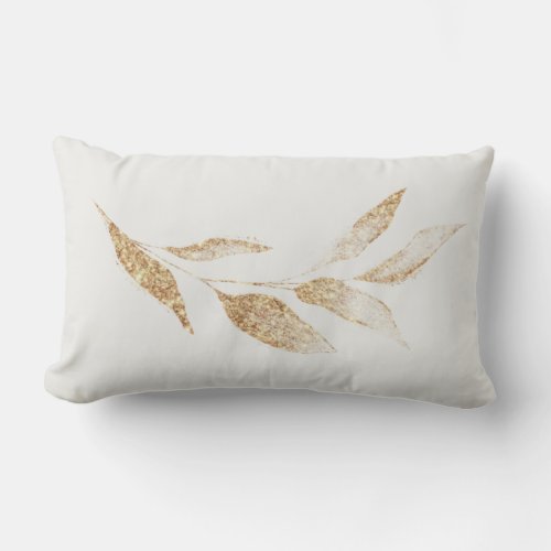 Elegant Brushed Gold Leaf Botanical Throw Pillow