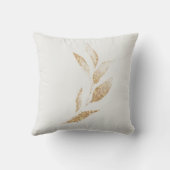 Elegant Brushed Gold Leaf Botanical Throw Pillow (Back)