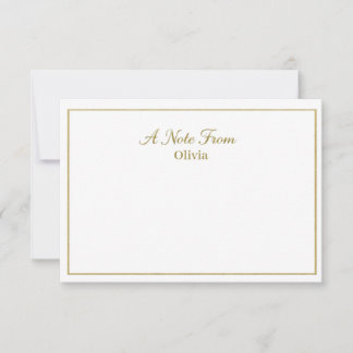Elegant Brushed Gold Script  Note Card