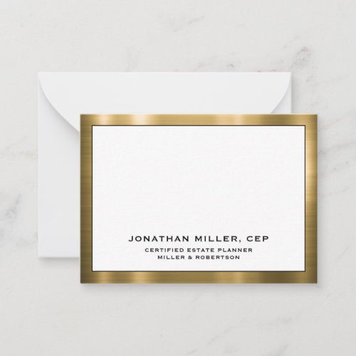 Elegant Brushed Gold Typography Name Company Note Card