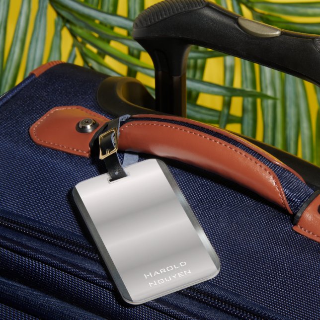 Elegant Brushed Metal Metallic Stainless Aluminum Luggage Tag (Front Insitu 1)