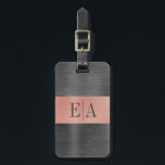Elegant Brushed Metal Script Monogram Luggage Tag<br><div class="desc">A rose gold and grey brushed metal monogram design decorates this luggage tag This elegant,  stylish and modern design will accent your luggage beautifully. Designed for you by Blackberry Boulevard.</div>