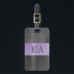 Elegant Brushed Metal Script Monogram Luggage Tag<br><div class="desc">A lavender purple and grey brushed metal monogram design decorates this luggage tag This elegant,  stylish and modern design will accent your luggage beautifully. Designed for you by Blackberry Boulevard.</div>