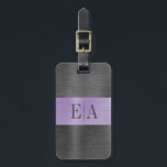 Elegant Brushed Metal Script Monogram Luggage Tag<br><div class="desc">A lavender purple and grey brushed metal monogram design decorates this luggage tag This elegant,  stylish and modern design will accent your luggage beautifully. Designed for you by Blackberry Boulevard.</div>