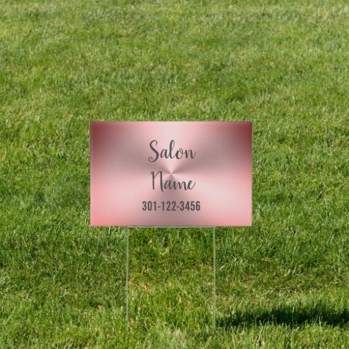 Elegant Brushed Pink Metal Look Salon Template Sign
