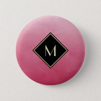 Elegant Brushed Pink With Simple Gold Monogram Button by ohsogirly at Zazzle