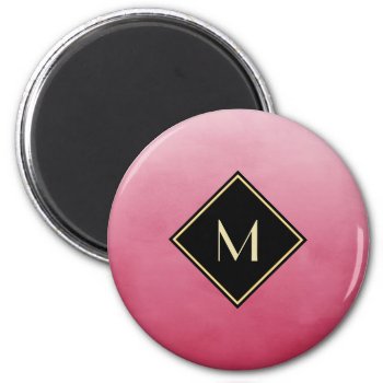 Elegant Brushed Pink With Simple Gold Monogram Magnet by ohsogirly at Zazzle