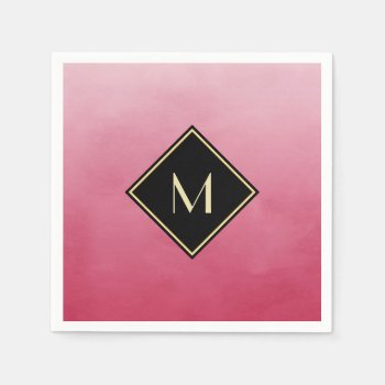 Elegant Brushed Pink With Simple Gold Monogram Napkins by ohsogirly at Zazzle
