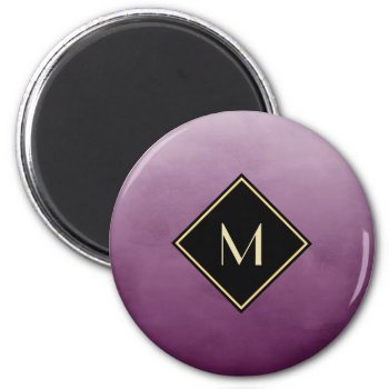Elegant Brushed Purple With Simple Gold Monogram Magnet by ohsogirly at Zazzle