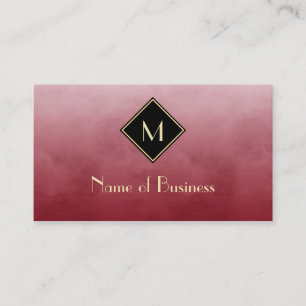 Elegant Brushed Red With Simple Gold Monogram Business Card
