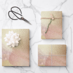 Elegant Brushed Rose-Gold Bokeh Holiday Wrapping Paper Sheets