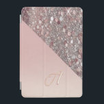 Elegant Brushed Rose Gold Foil & Glitter Monogram iPad Mini Cover<br><div class="desc">Bring timeless elegance to the bride-to-be's everyday essentials with this Elegant Rose Gold Monogram iPad Cover from the Elegant Rose Gold Bridal Collection. Showcasing a brushed rose gold shimmer design with sparkling glitter accents and a customizable first letter monogram in flowing script, this luxe iPad cover is the perfect gift...</div>