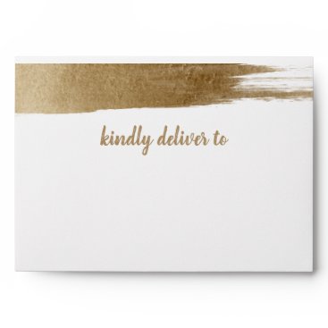 Elegant Brushed Rustic Gold Simple Modern Wedding Envelope