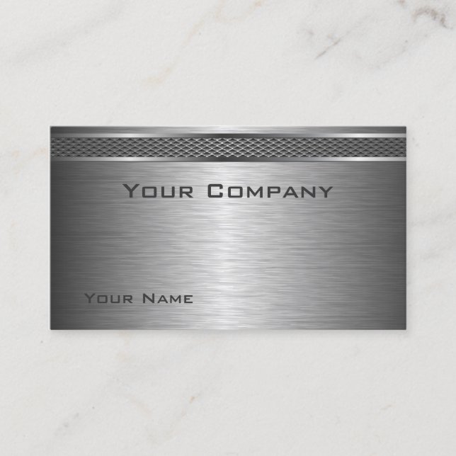 Elegant Brushed Silver Corporate  Business Card (Front)